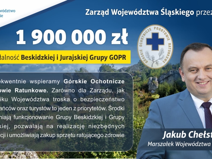 1,9 mln zł na działalność Grup Beskidzkiej i Jurajskiej Górskiego Ochotniczego Pogotowia Ratunkowego